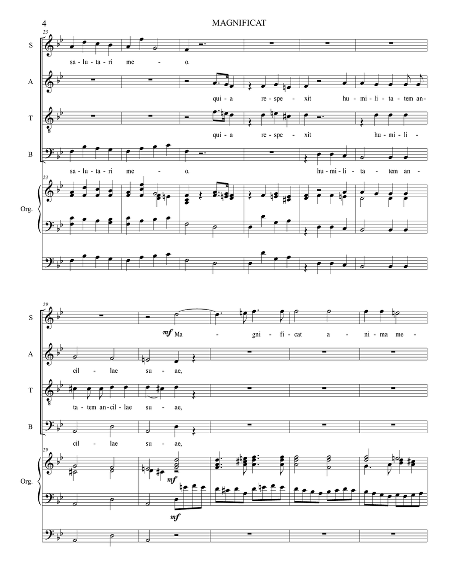 MAGNIFICAT - F. Durante - For SATB Choir and Organ - With parts 4-Part scores gallery preview page 4