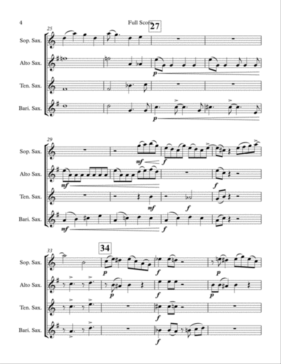 Baby, It's Cold Outside Saxophone Quartet scores gallery preview page 4
