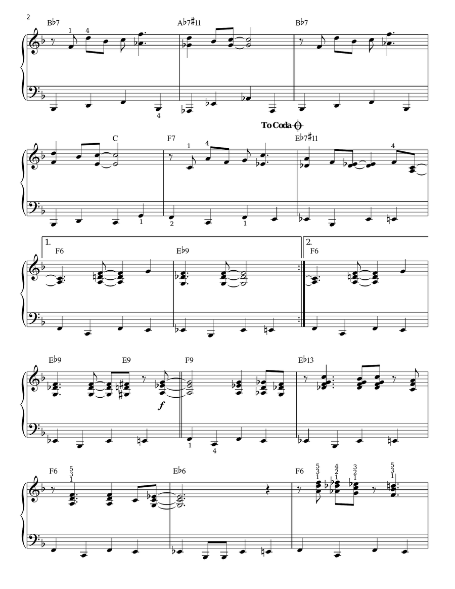 On Broadway [Jazz version] (arr. Brent Edstrom) Piano Solo scores gallery preview page 2