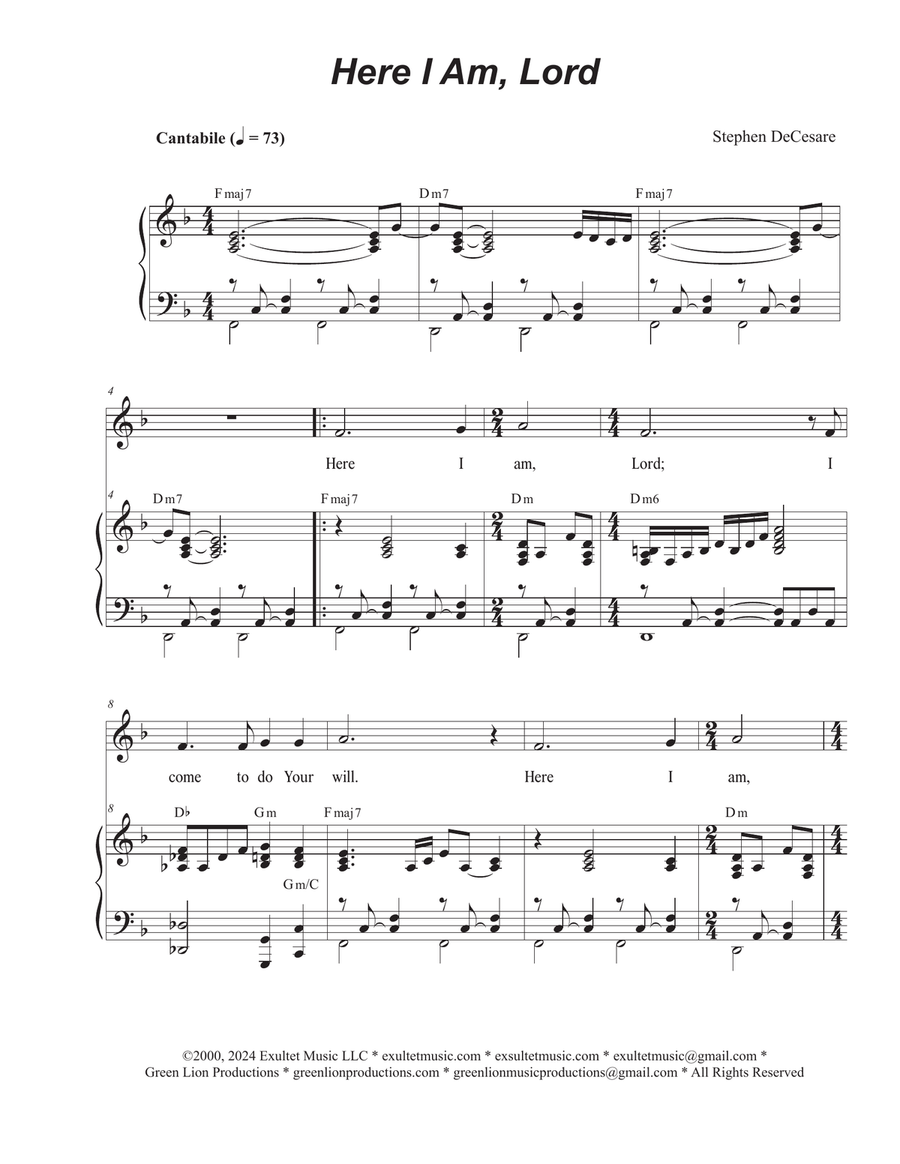 Here I Am, Lord (Vocal solo)