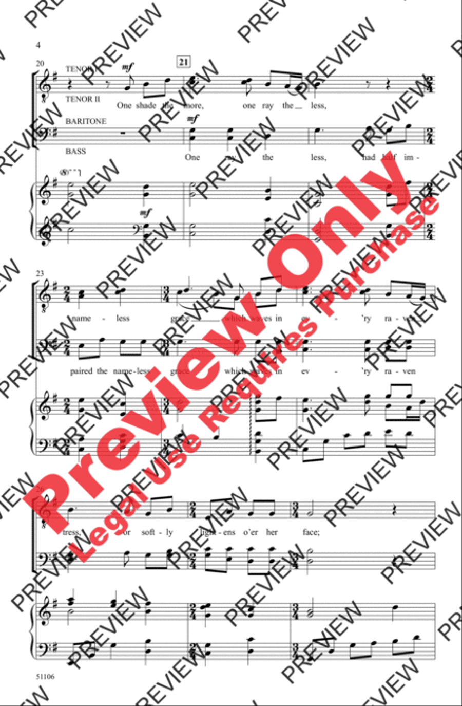 She Walks in Beauty Men's Choir scores gallery preview page 4