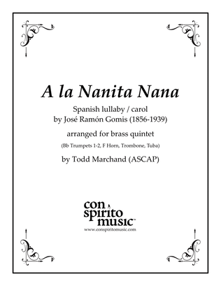 Book cover for A la nanita nana (Spanish carol) — brass quintet