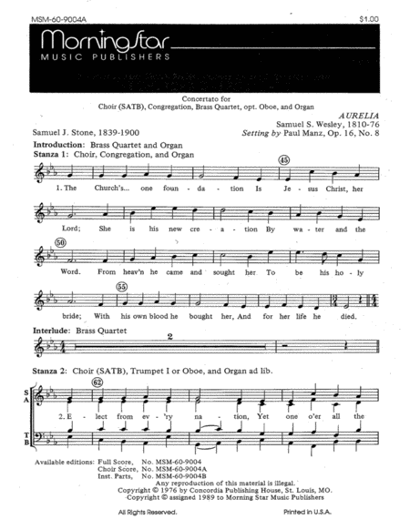 The Church's One Foundation (Choral Score)