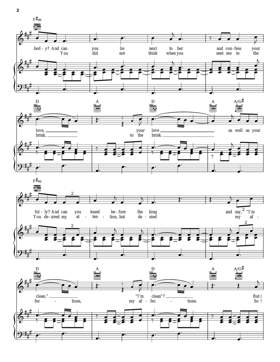 White Blank Page Piano, Vocal, Guitar scores gallery preview page 2