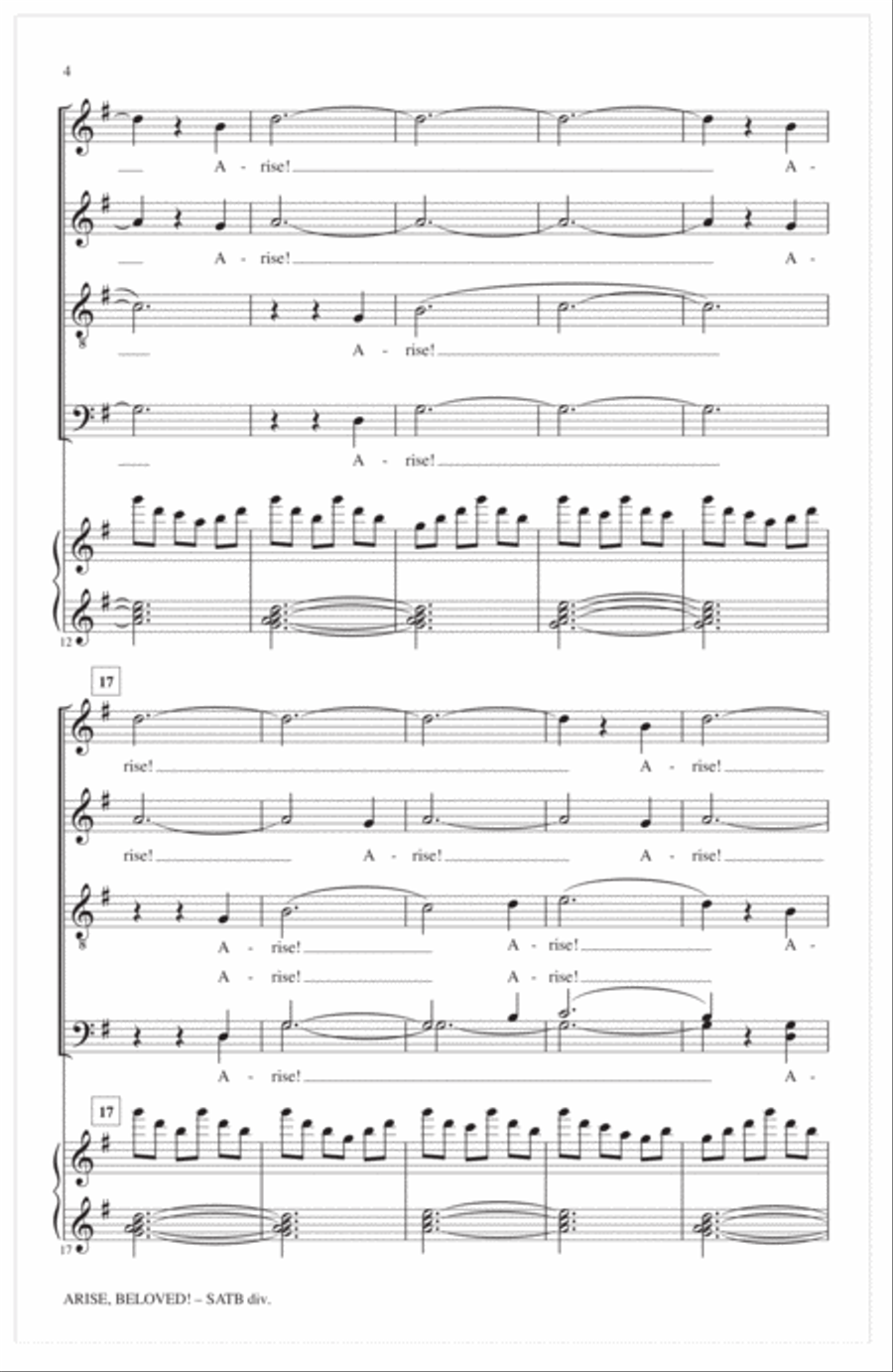 Arise, Beloved! Arise, Beloved! 4-Part scores gallery preview page 2