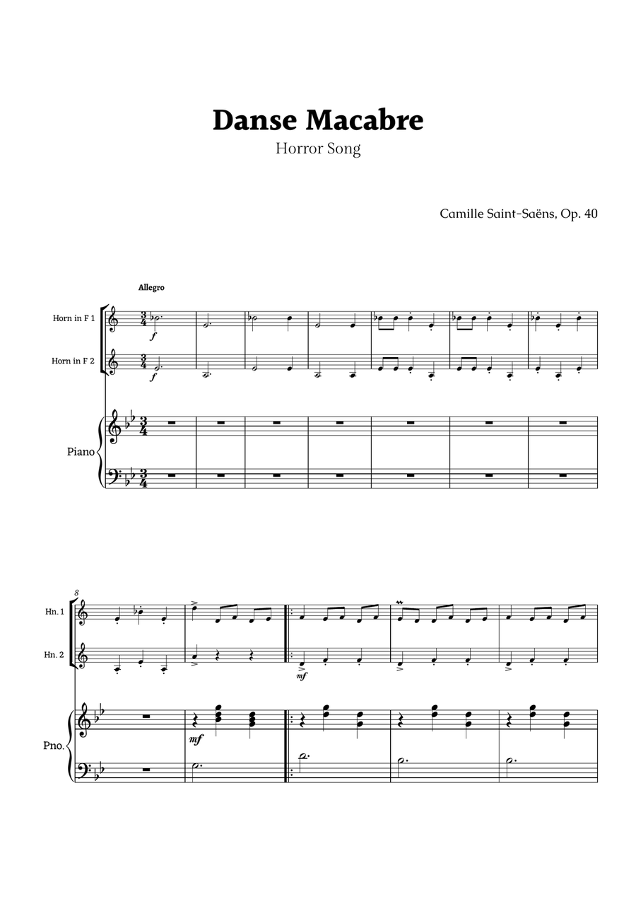 Danse Macabre by Saint-Saëns Brass Duet scores gallery preview page 1