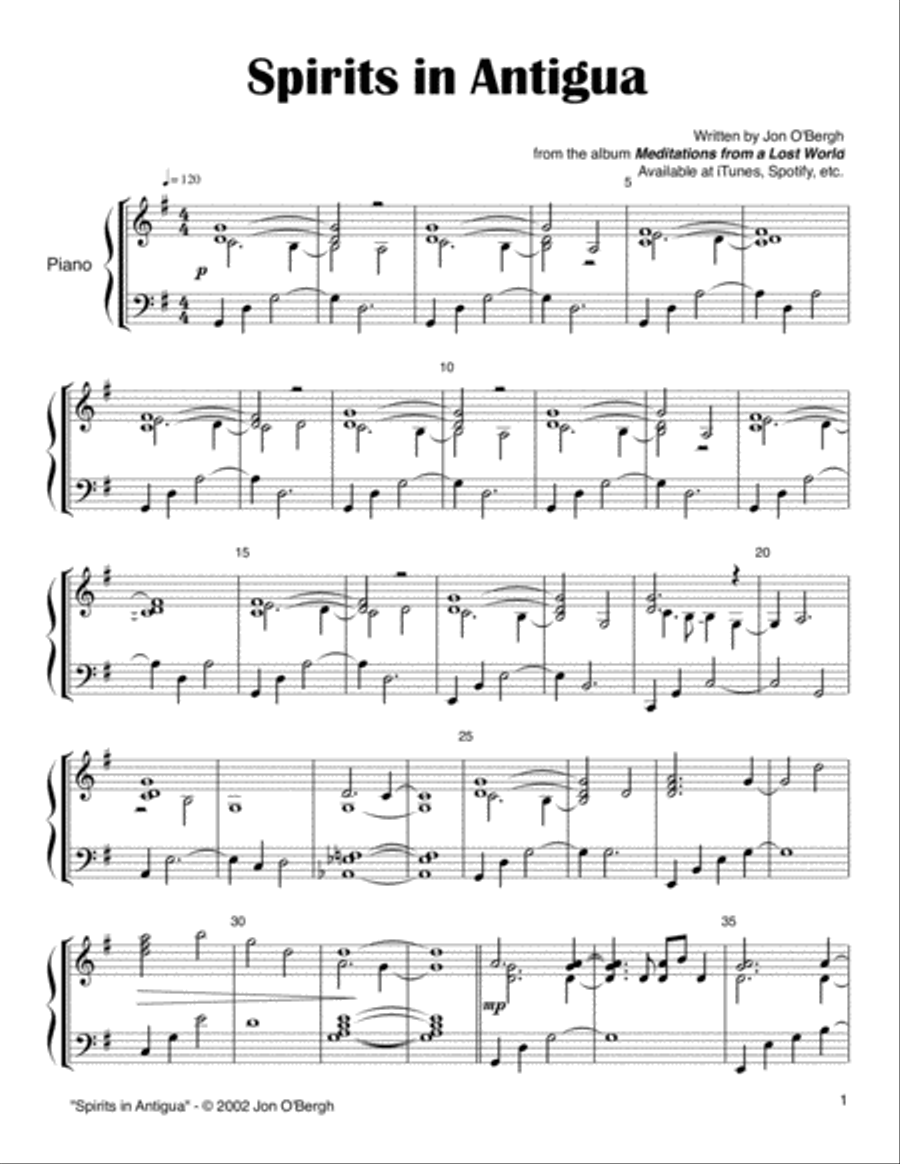 Spirits in Antigua Easy Piano scores gallery preview page 2