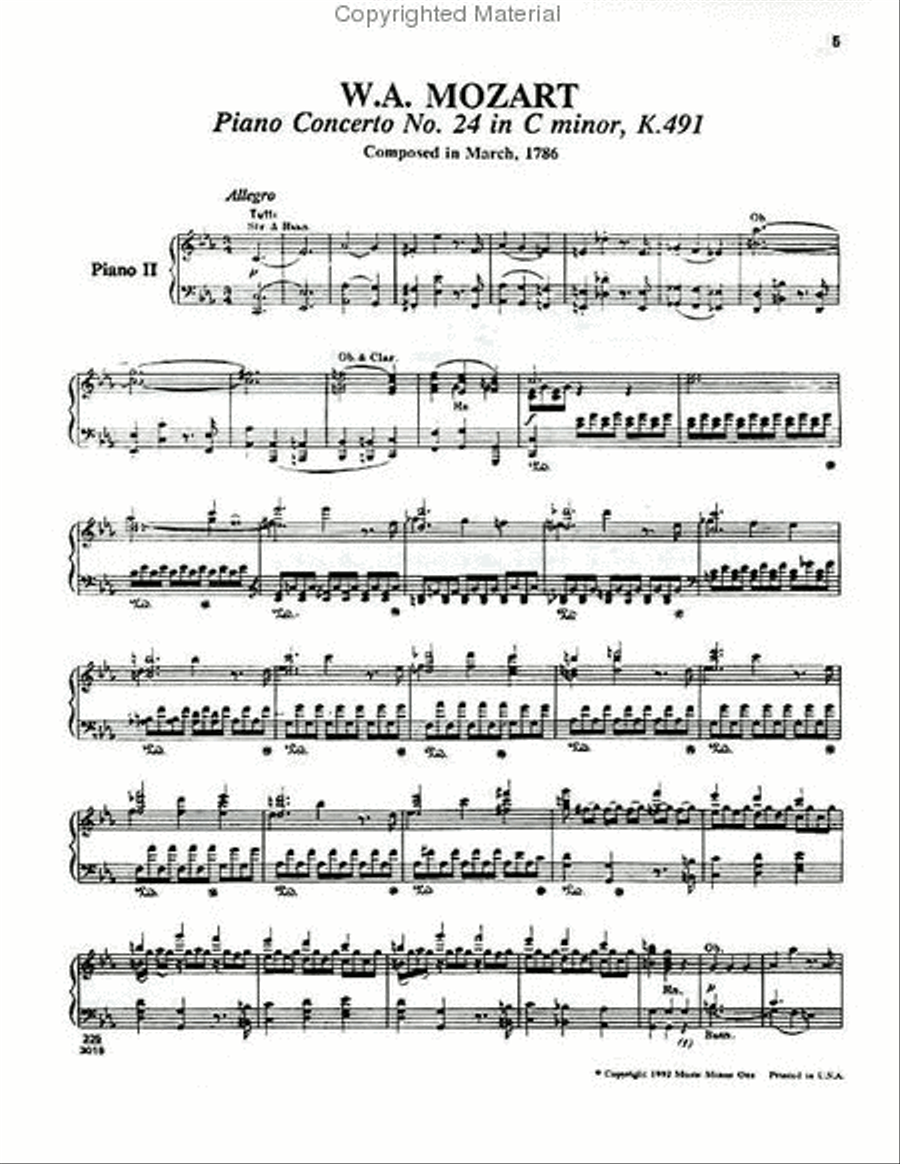 Mozart – Concerto No. 24 in C Minor, KV491 Piano Solo scores gallery preview page 2