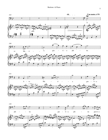 Ave Maria for Baritone Vocal & Piano