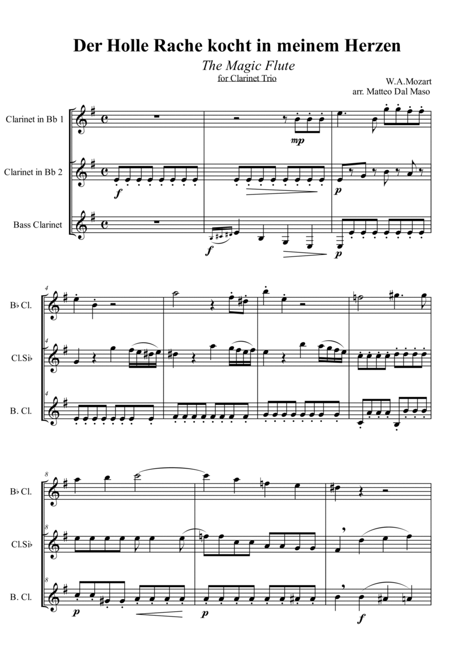 Der Hölle Rache kocht in meinem Herzen - CLARINET TRIO by Wolfgang ...