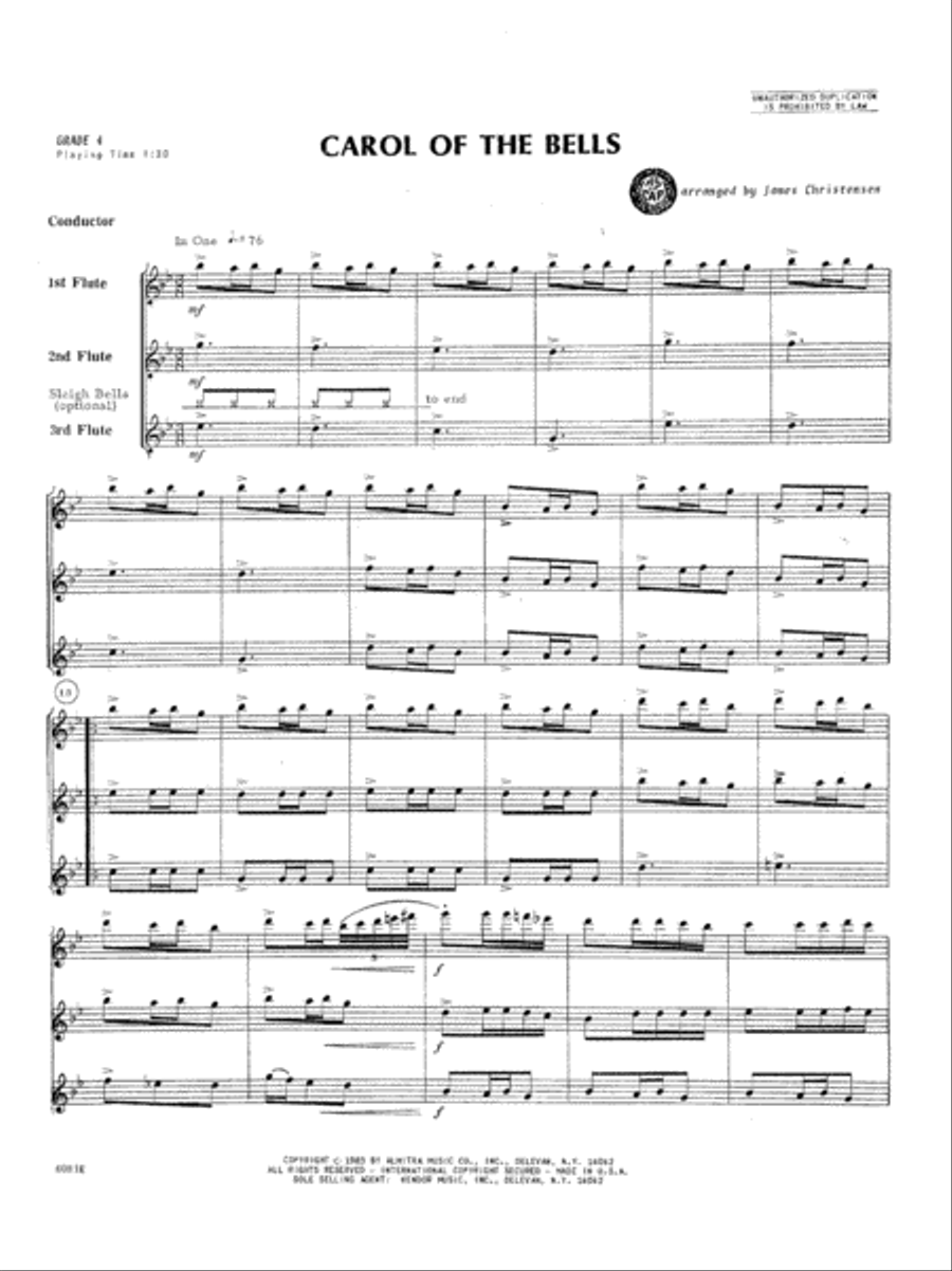 Carol Of The Bells Flute scores gallery preview page 2