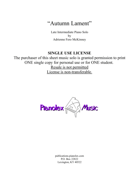 "Autumn Lament" - Lyrical Intermediate Piano Solo image number null