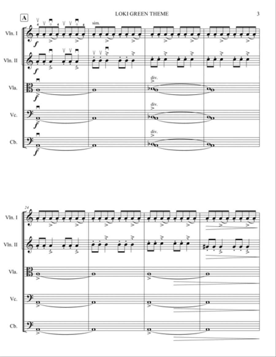 Loki Green Theme String Orchestra scores gallery preview page 5