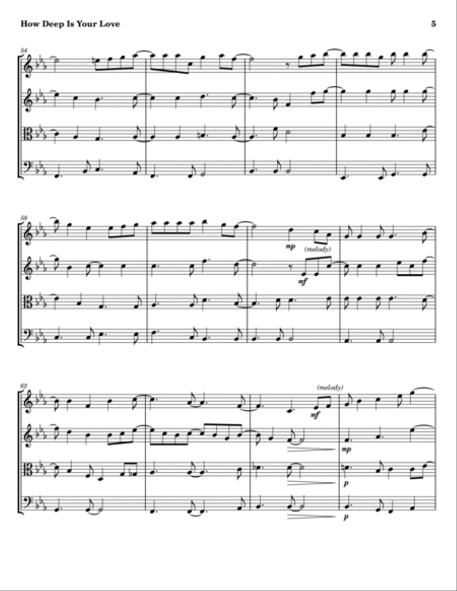 How Deep Is Your Love String Quartet scores gallery preview page 5