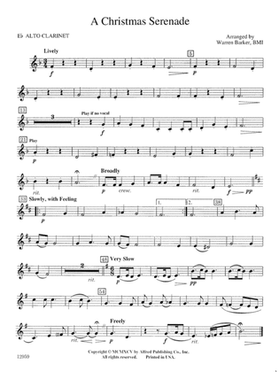 A Christmas Serenade (with optional chorus): E-flat Alto Clarinet