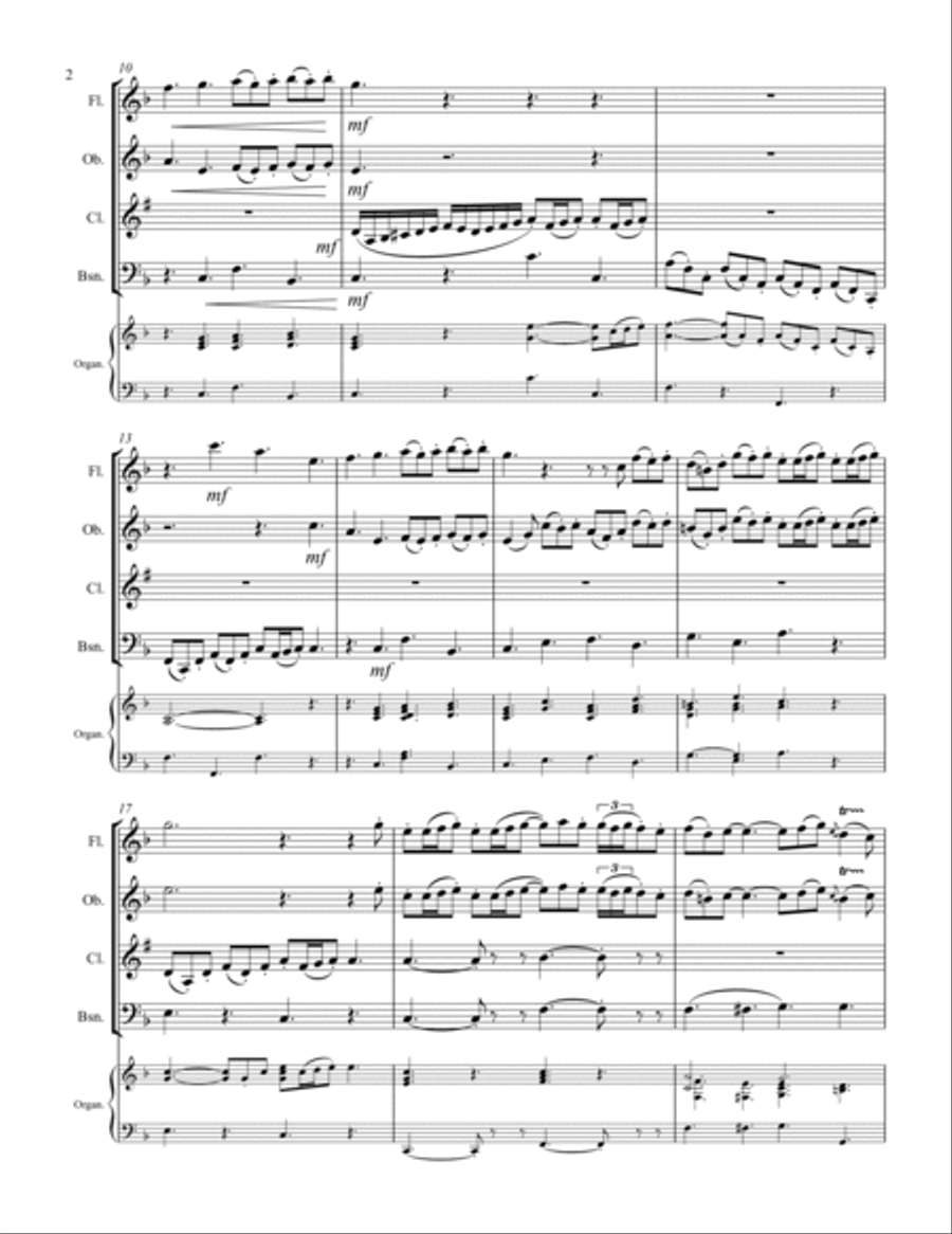 Telemann - Concerto à 4, TWV 43:G6 (for Woodwind Quartet with optional Organ) Woodwind Quartet scores gallery preview page 3