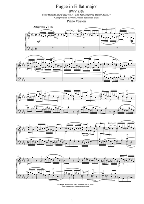 Bach - Fugue in E flat major BWV 852b - Piano version
