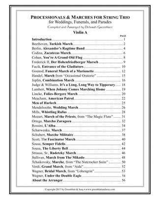 Book cover for Processionals & Marches for String Trio - Violin A