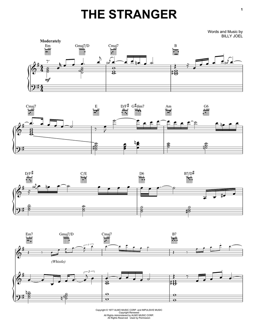 The Stranger The Stranger Piano, Vocal, Guitar scores gallery preview page 1