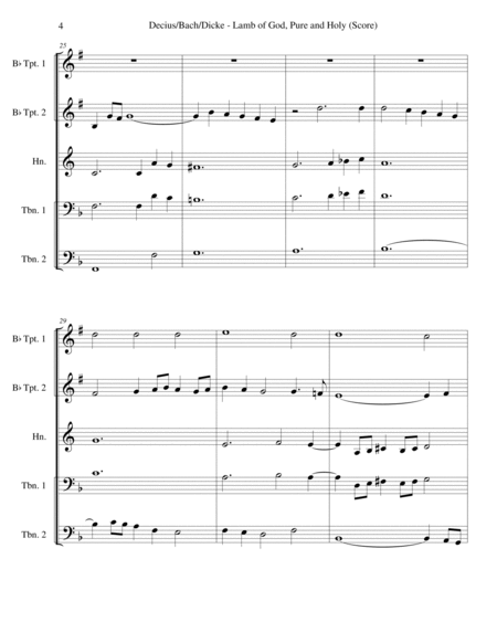 Lamb of God, Pure and Holy, BWV 1095 (Brass Quartet) image number null