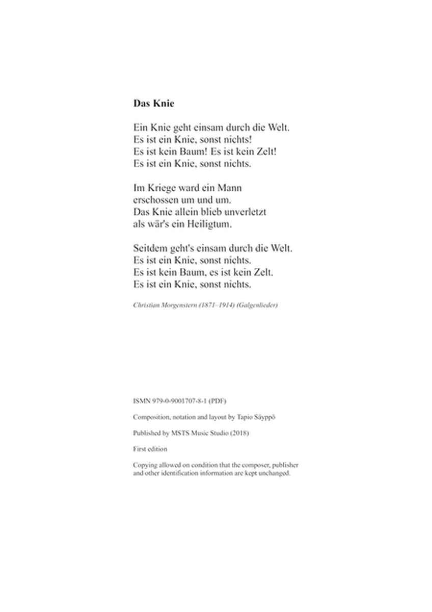 Das Knie (The Knee) for mixed choir SATB (SSAATTBB) image number null