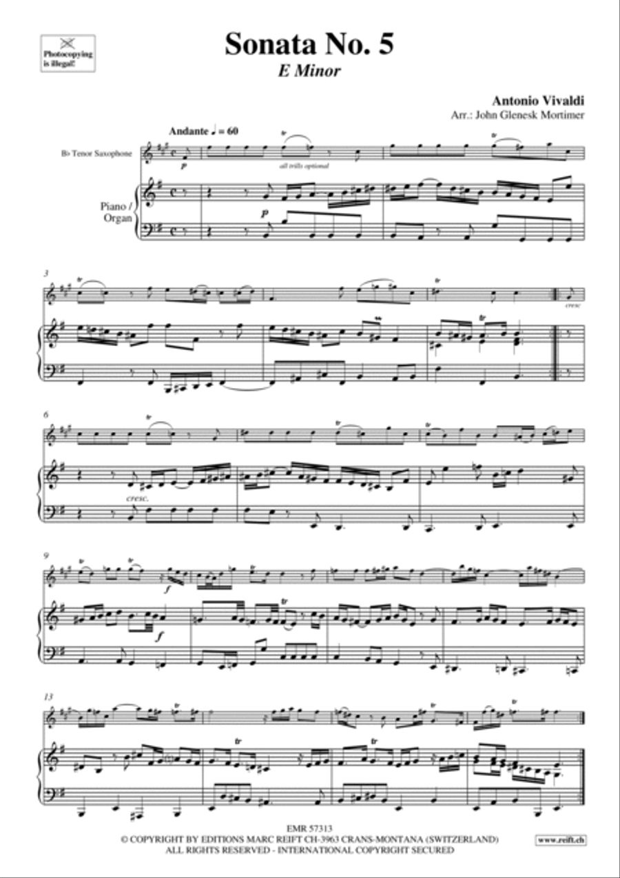 Sonata No. 5 Tenor Saxophone scores gallery preview page 4