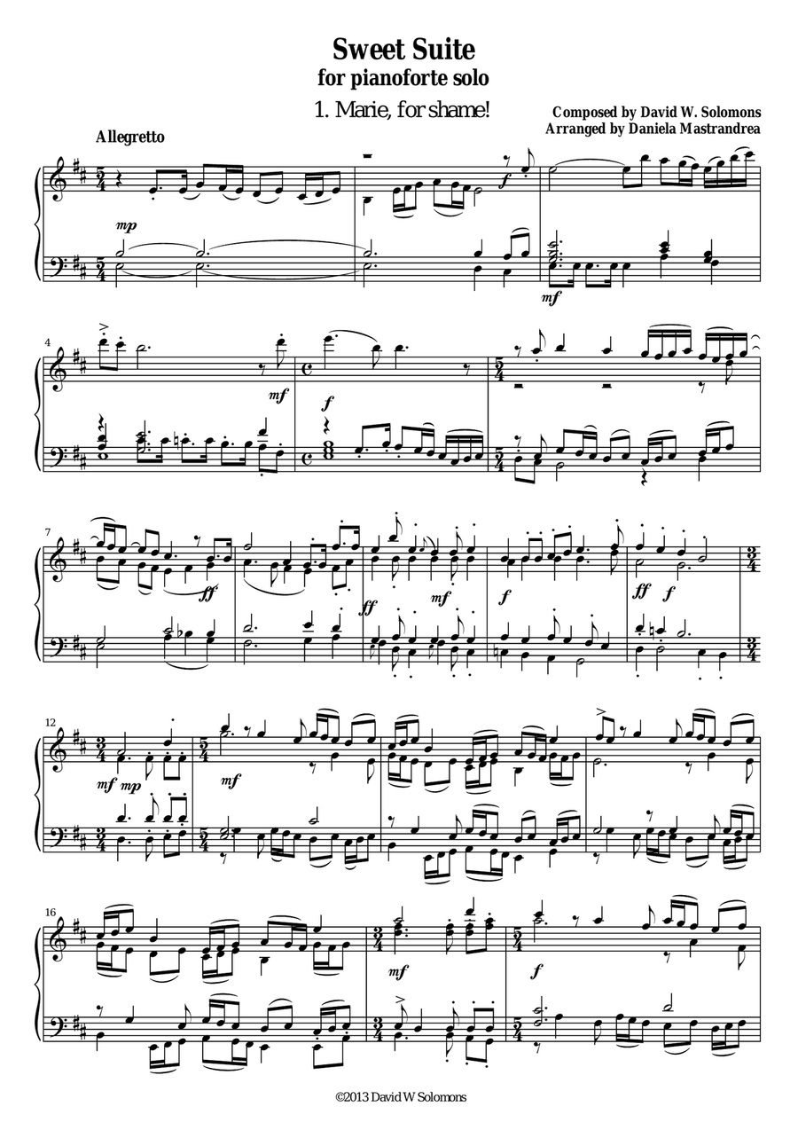 Marie for shame - for piano (2 hands) Piano Solo scores gallery preview page 1