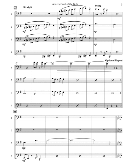 Carol of the Bells (Jazz Waltz for Trombone Quartet) image number null