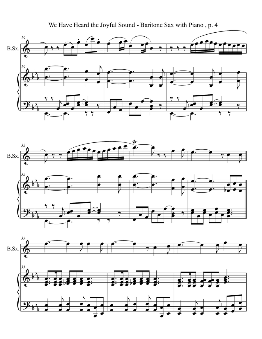 WE HAVE HEARD THE JOYFUL SOUND (Baritone Sax with Piano - Score & Part included) Baritone Saxophone scores gallery preview page 5