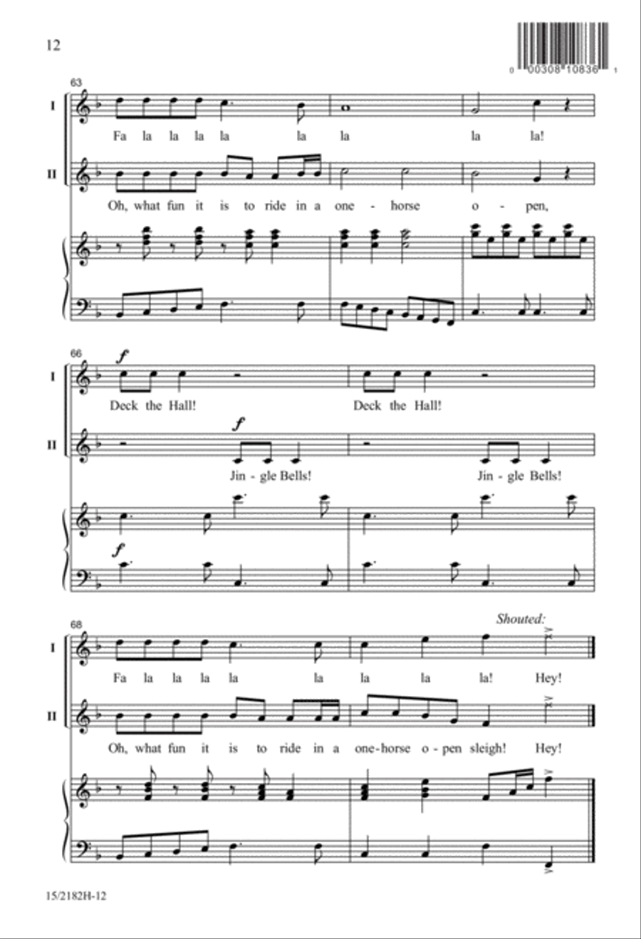 Deck the Hall with Jingle Bells 2-Part scores gallery preview page 12