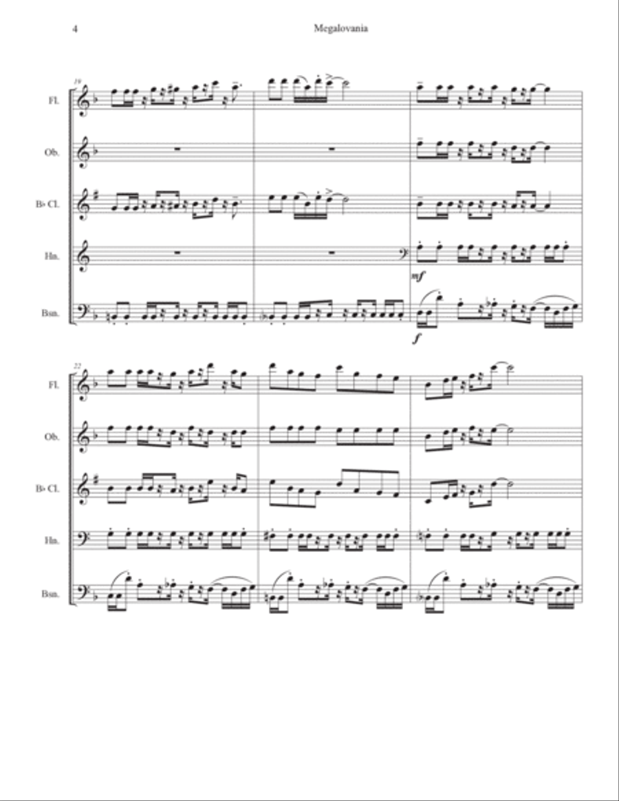Megalovania Megalovania Woodwind Quintet scores gallery preview page 4