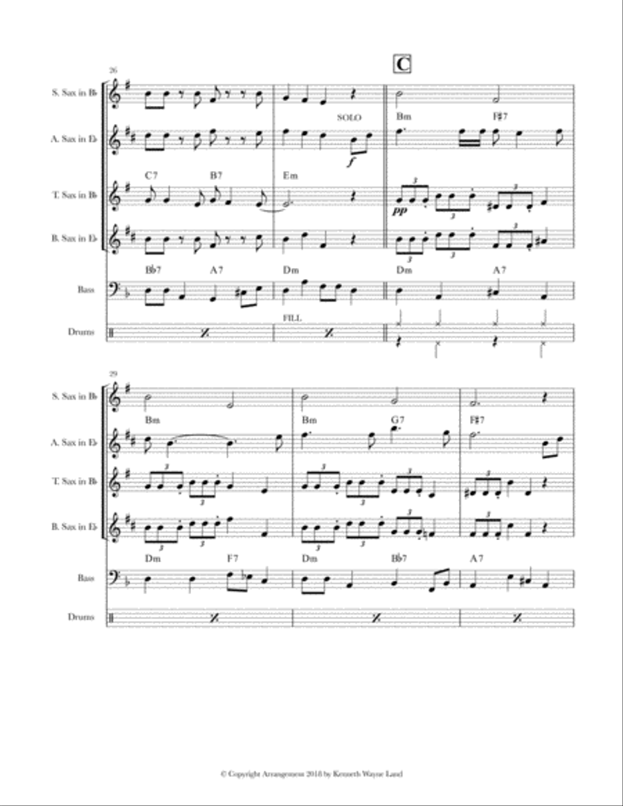 St. James Infirmary (Sax Quartet) Saxophone Quartet scores gallery preview page 6