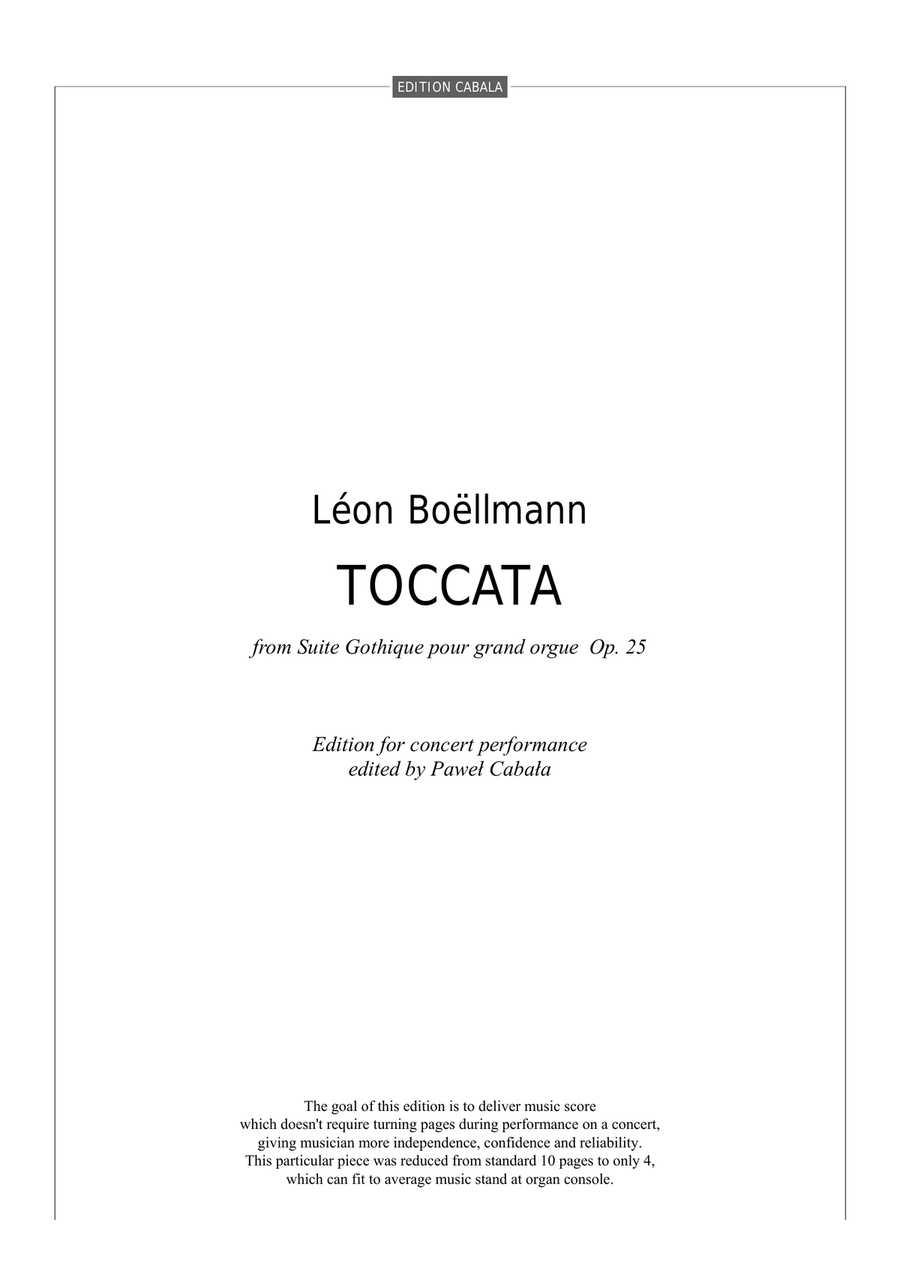 Léon Boëllmann - Toccata - Edition for concert performance, organ solo