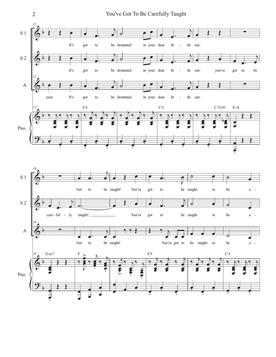 You've Got To Be Carefully Taught SSA scores gallery preview page 2