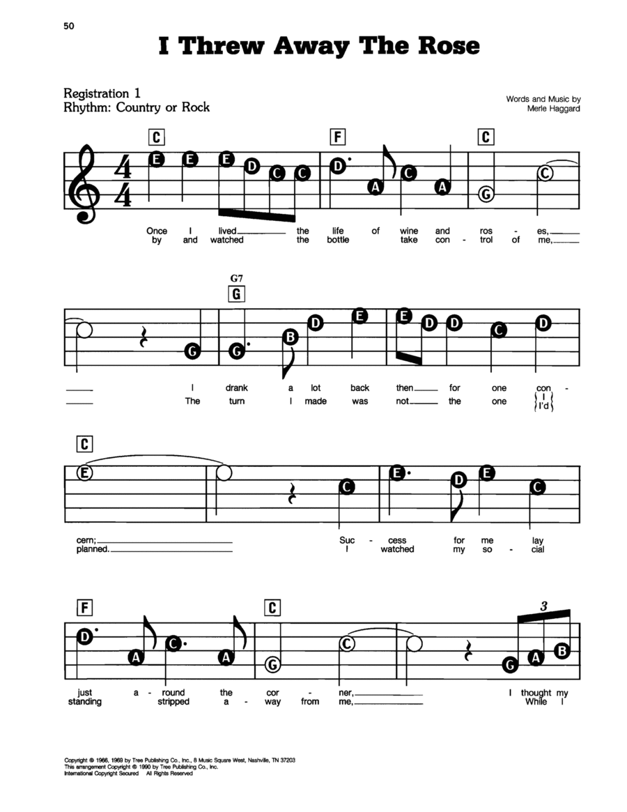 I Threw Away The Rose Easy Piano scores gallery preview page 1