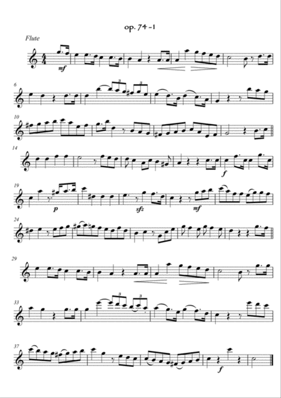 Easy Flute Guitar duets by Giuliani 74-1 Flute scores gallery preview page 3
