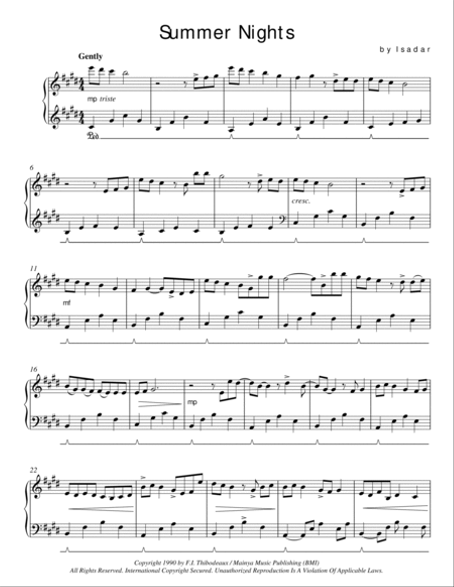 Summer Nights Piano Solo scores gallery preview page 4