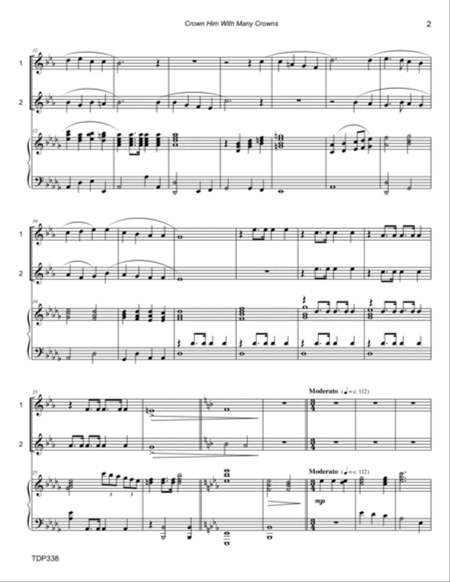 CROWN HIM WITH MANY CROWNS - TENOR SAX DUET with Piano Accompaniment Woodwind Duet scores gallery preview page 2