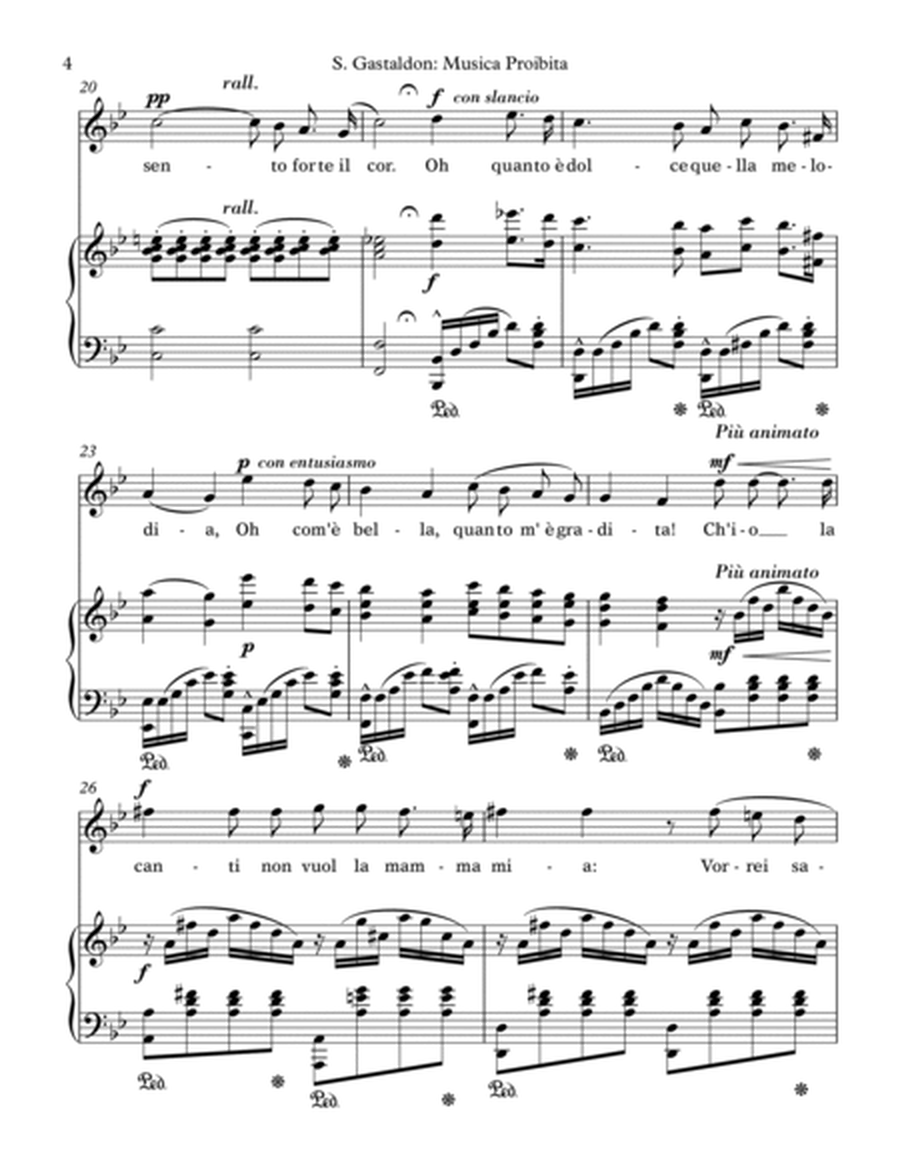 S. Gastaldon: Musica Proibita (transposed to B flat Major)