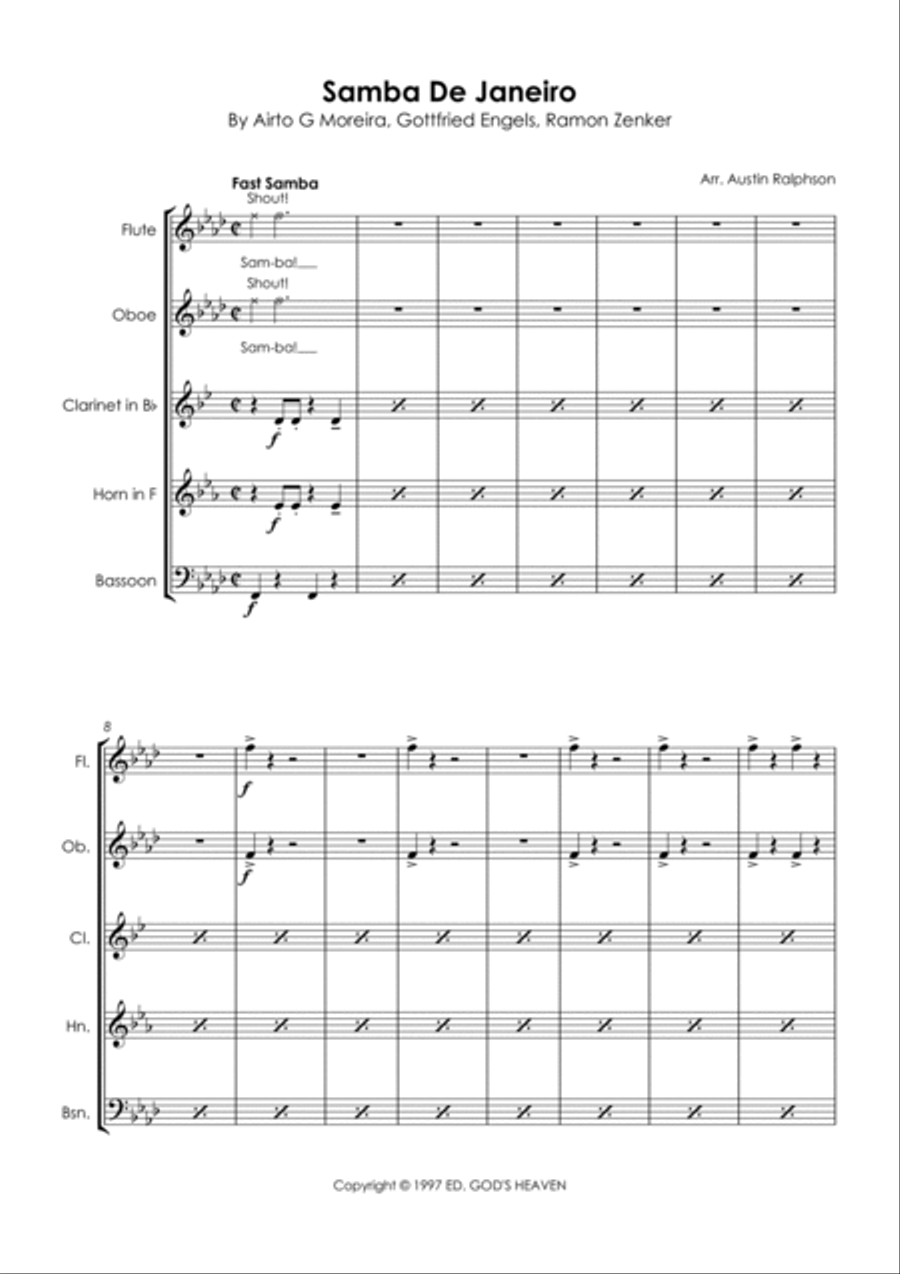 Samba De Janeiro Woodwind Quintet scores gallery preview page 3
