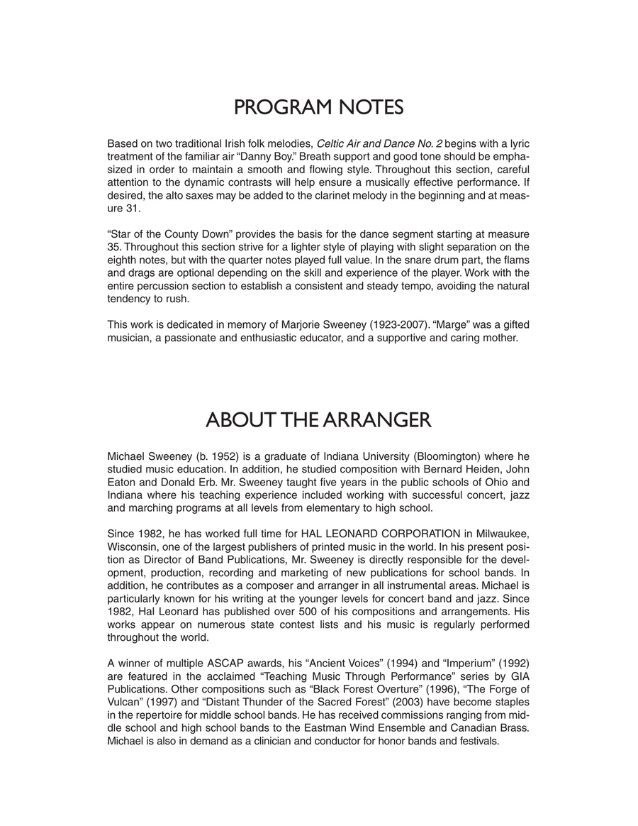 Celtic Air and Dance No. 2 - Full Score Concert Band scores gallery preview page 2