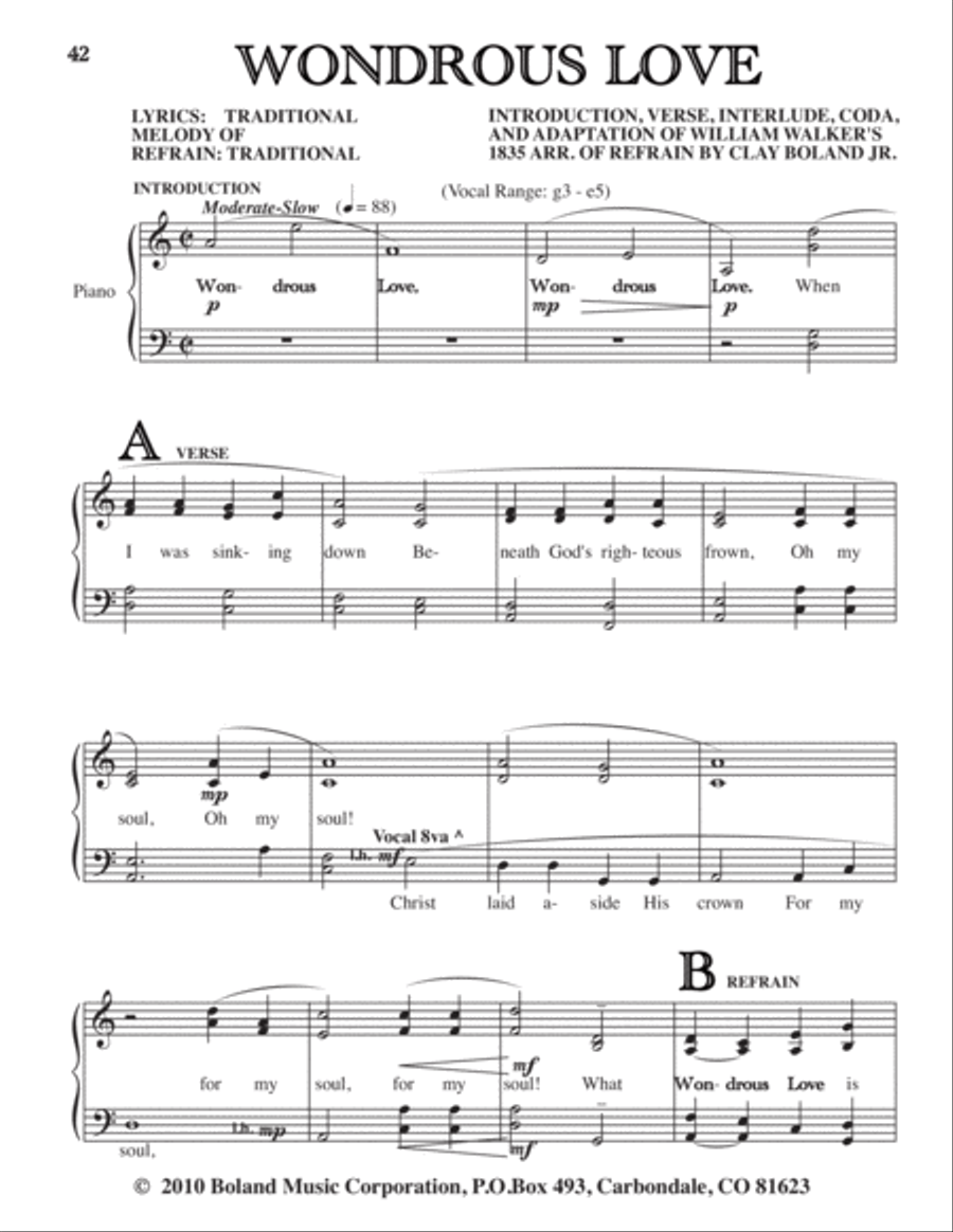 WONDROUS LOVE Unison Choir scores gallery preview page 1