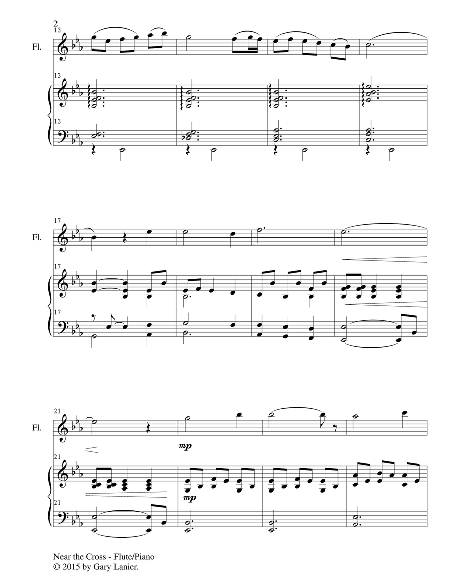 NEAR THE CROSS (Duet – Flute and Piano/Score and Parts) Woodwind Duet scores gallery preview page 3