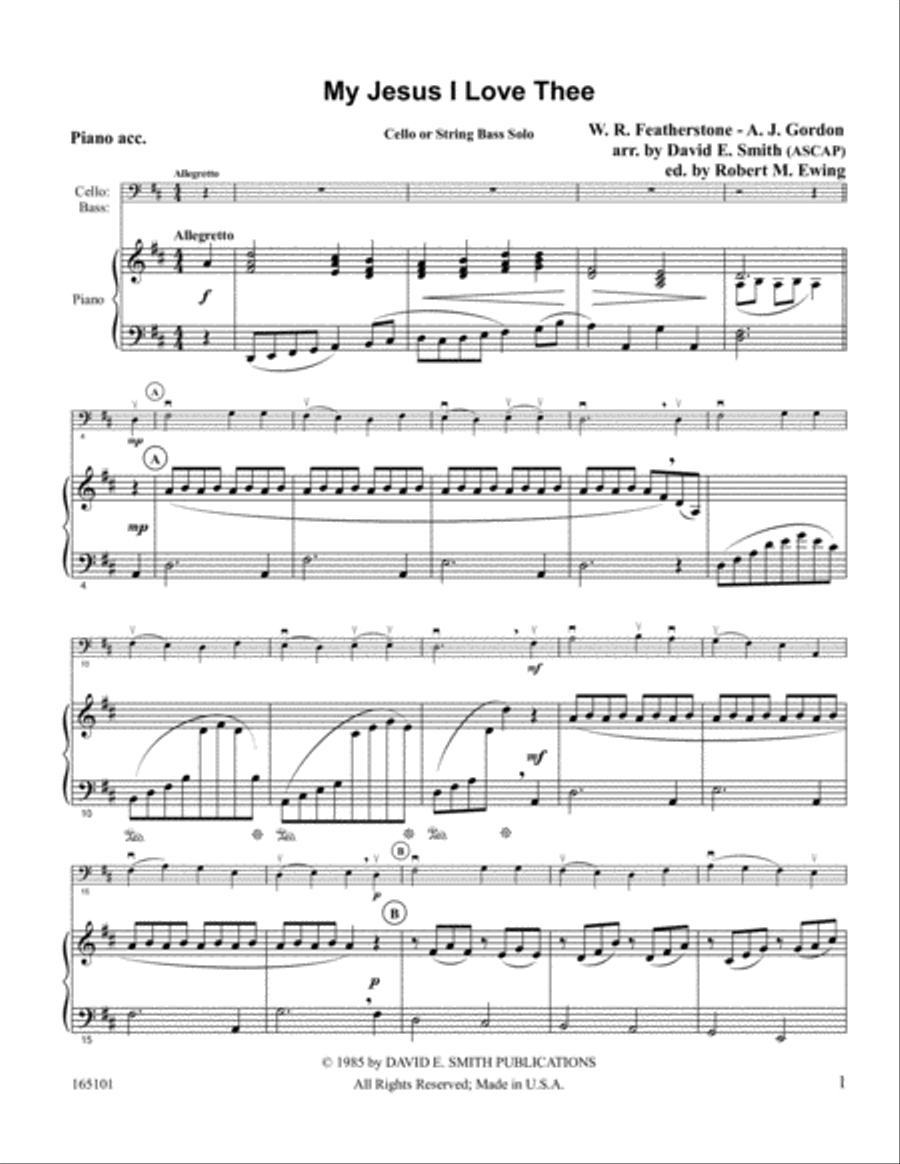 My Jesus I Love Thee My Jesus I Love Thee Cello Solo scores gallery preview page 1