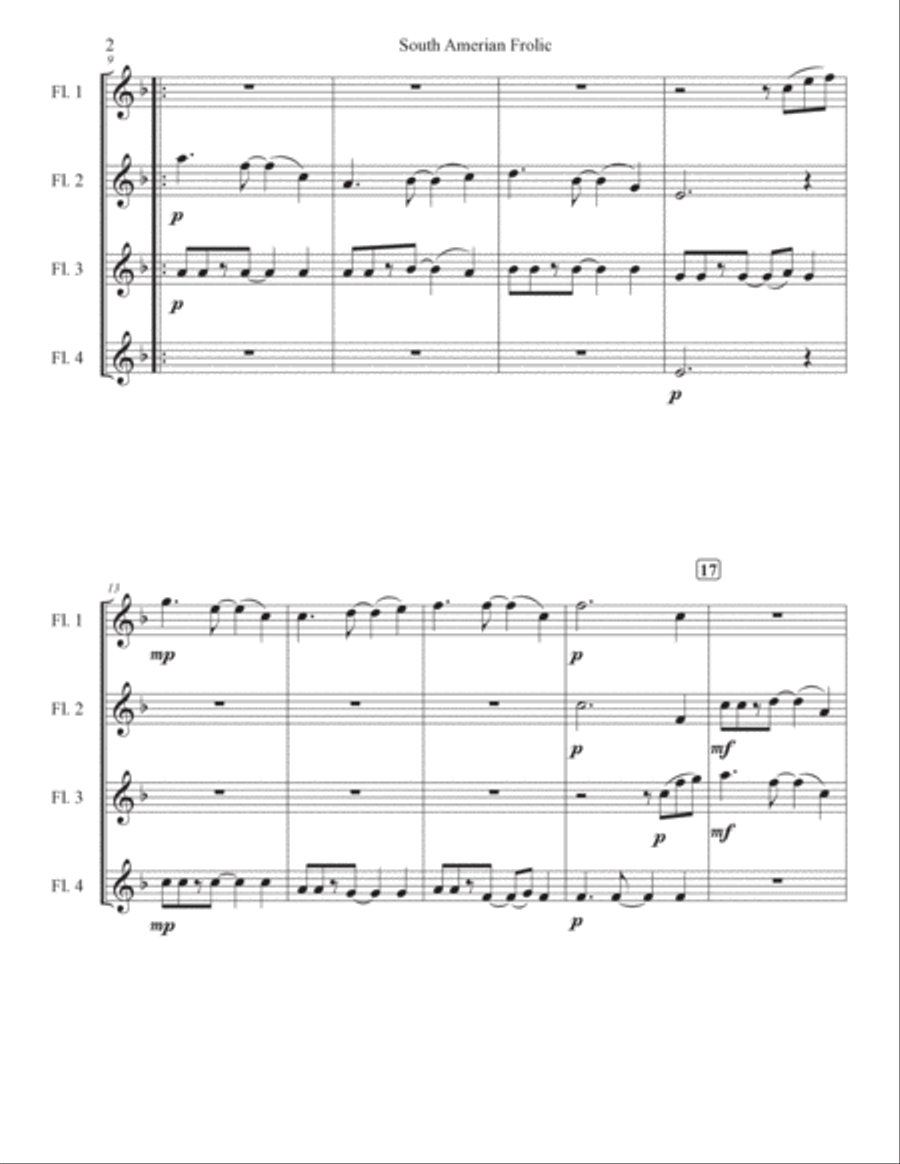 South American Frolic Flute Quartet scores gallery preview page 2