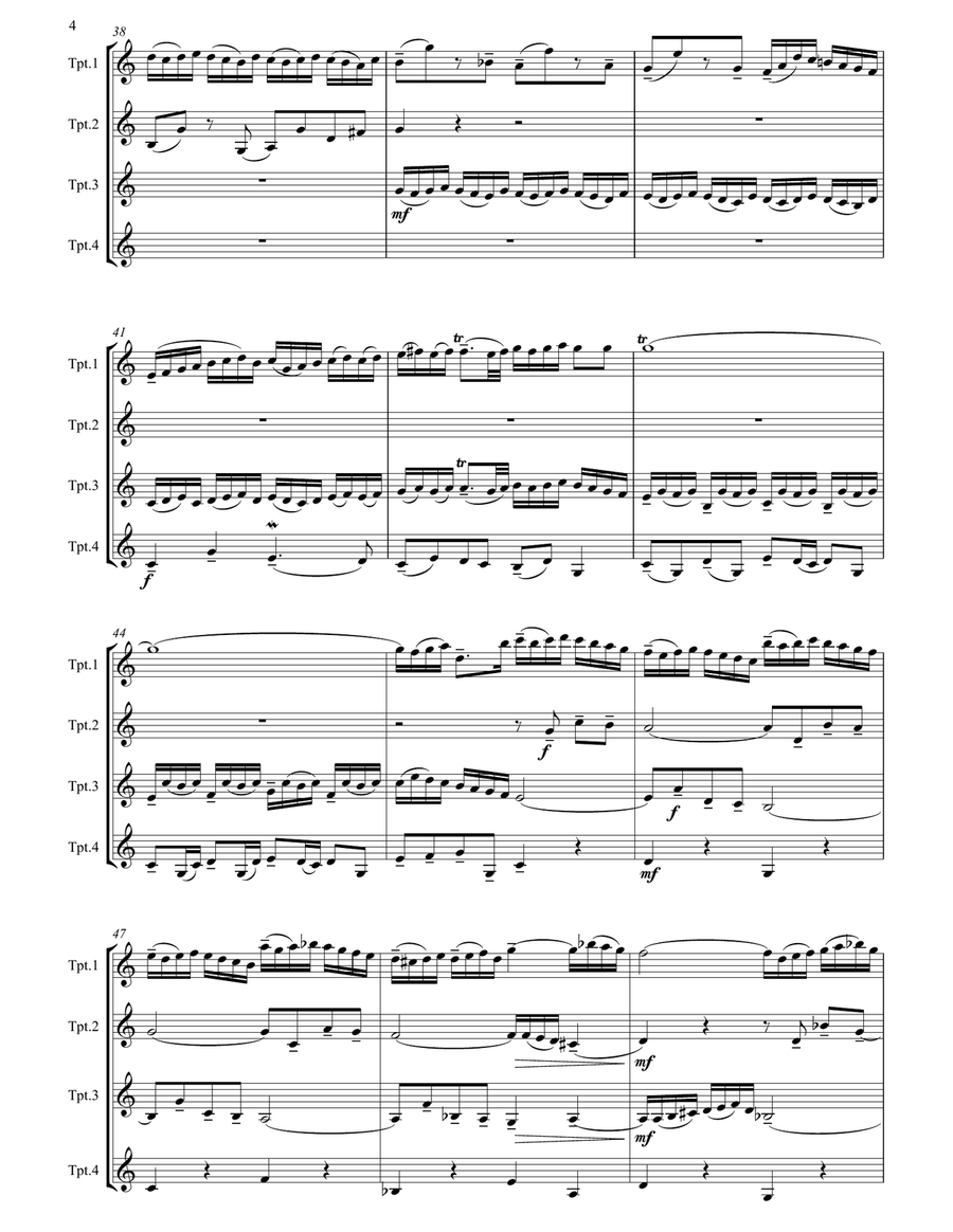 Little Fugue in G minor arranged for Trumpet Quartet Brass Ensemble scores gallery preview page 5
