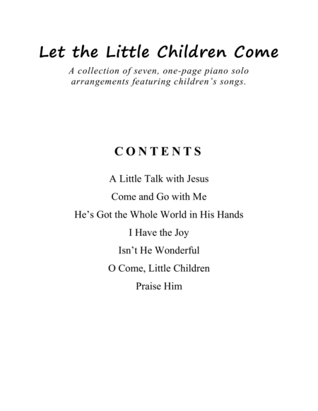 Let the Little Children Come (A Collection of One-Page Arrangements for Solo Piano) image number null