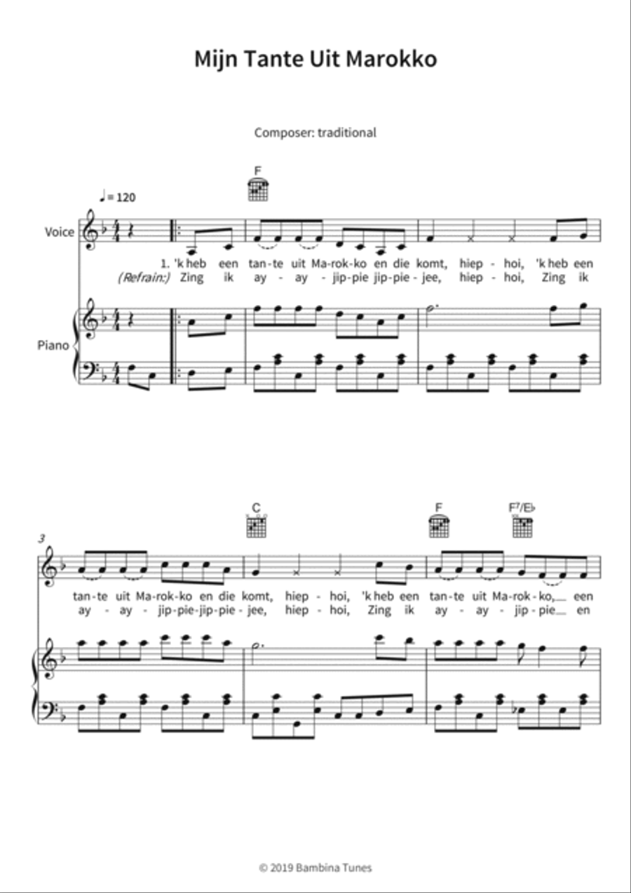 Mijn Tante Uit Marokko Piano, Vocal, Guitar scores gallery preview page 3