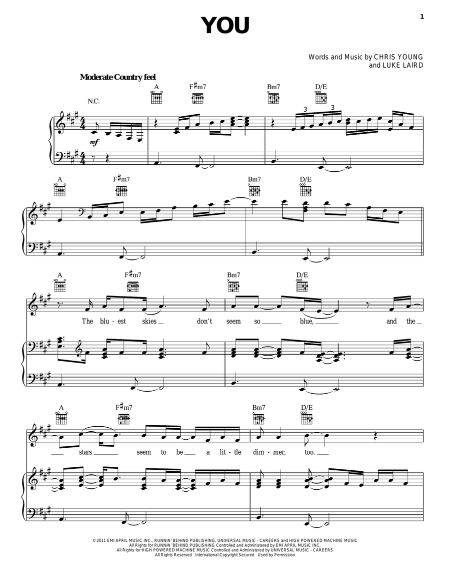 You You Piano, Vocal, Guitar scores gallery preview page 1