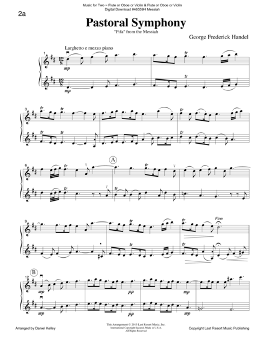 Handel's Messiah - Duet - for Flute or Oboe or Violin & Flute or Oboe or Violin - Music for Two Small Ensemble scores gallery preview page 6